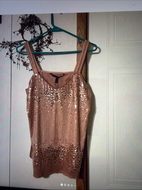 White House Black Market antique blushSequin Strap Tank Top